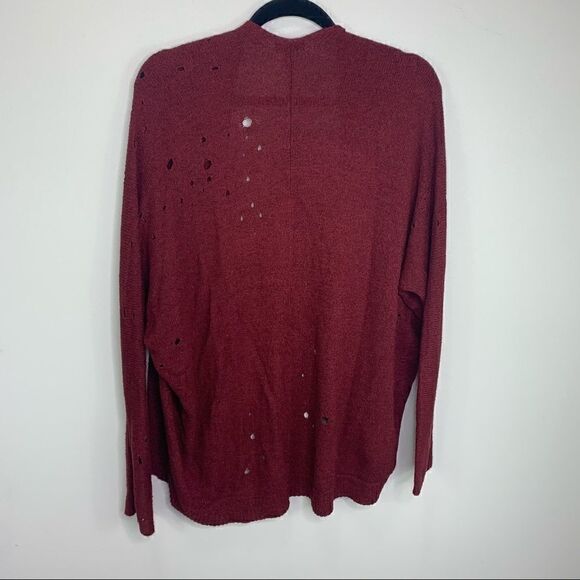 Express small maroon sweater distressed longsleeve - Picture 7 of 10